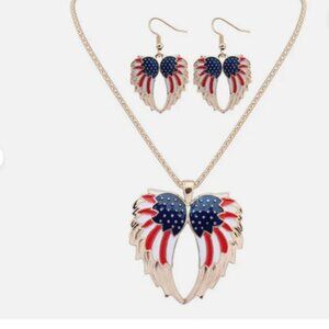 Silver and Blue Angel Wing Jewelry Set